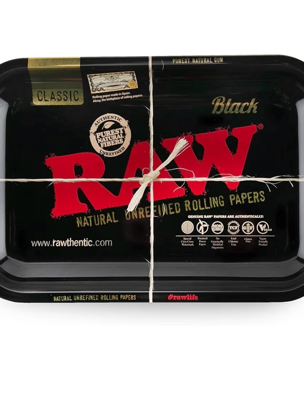 Mini RAW Black Metal Rolling Tray - Red & Black